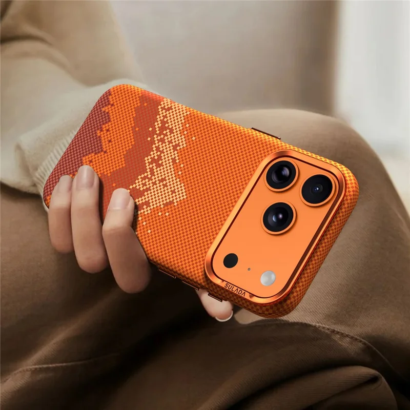 SULADA for iPhone 17 Case Golden Mountain Pattern Skin-Feel Hard PC Slim Phone Cover - Orange