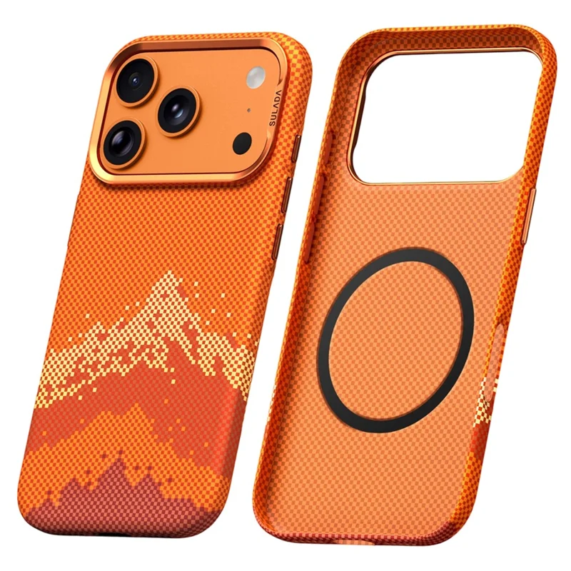 SULADA for iPhone 17 Pro Max Magnetic Case Golden Mountain Pattern Skin-Feel Hard PC Slim Phone Cover - Orange
