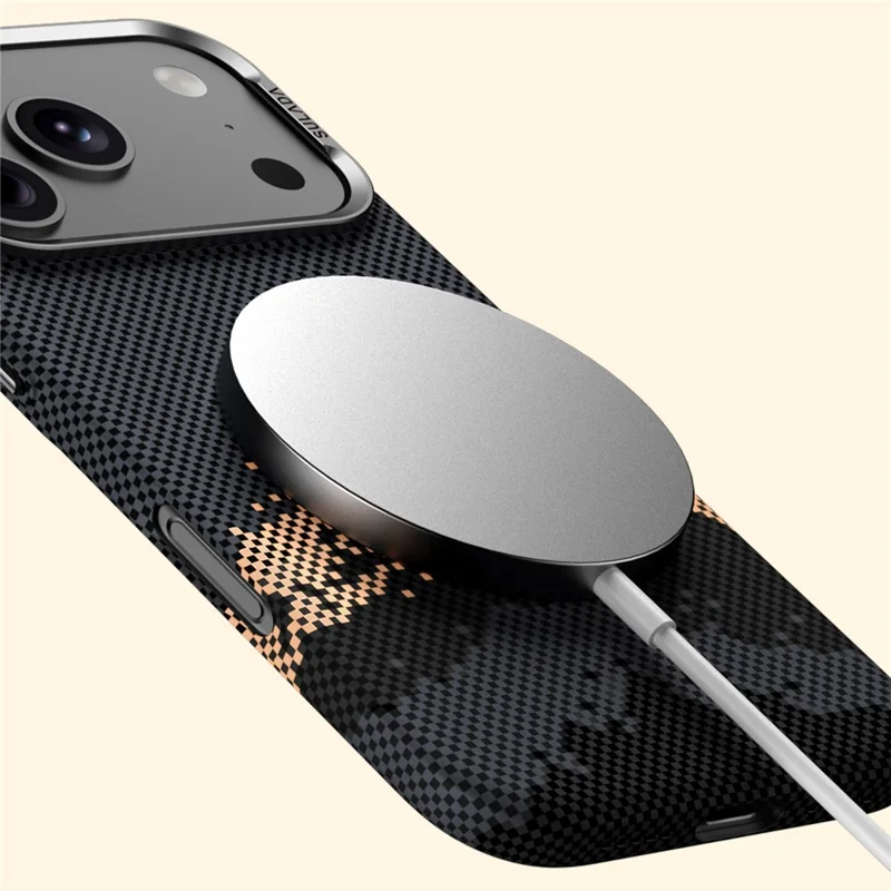 SULADA for iPhone 17 Pro Max Magnetic Case Golden Mountain Pattern Skin-Feel Hard PC Slim Phone Cover - Orange