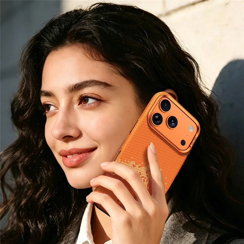 SULADA for iPhone 17 Pro Max Magnetic Case Golden Mountain Pattern Skin-Feel Hard PC Slim Phone Cover - Orange