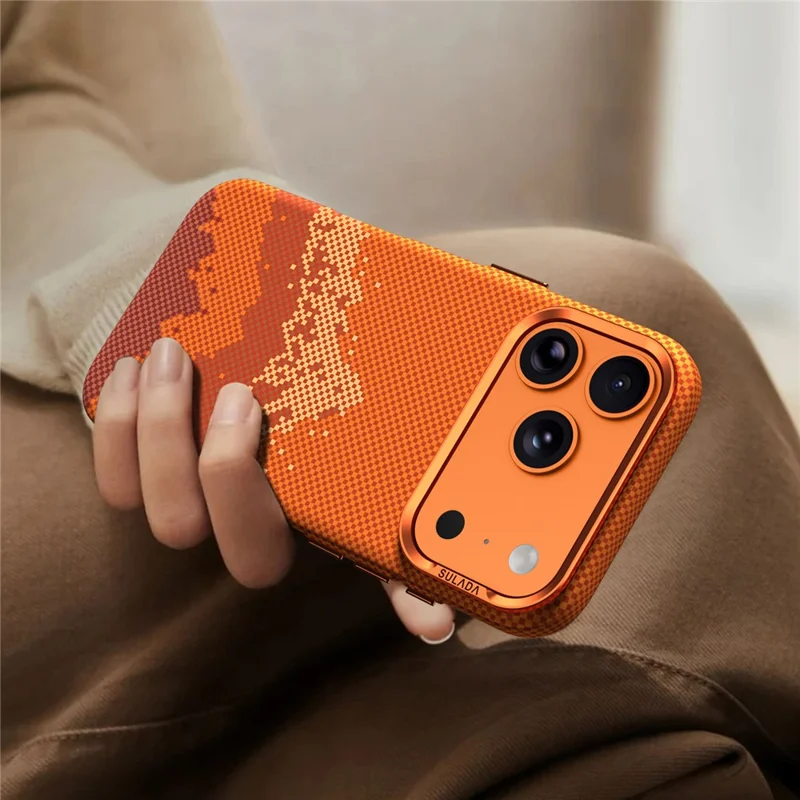 SULADA for iPhone 17 Pro Max Magnetic Case Golden Mountain Pattern Skin-Feel Hard PC Slim Phone Cover - Orange