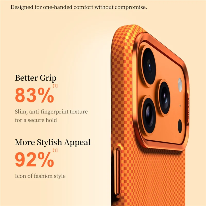 SULADA for iPhone 17 Pro Max Magnetic Case Golden Mountain Pattern Skin-Feel Hard PC Slim Phone Cover - Orange