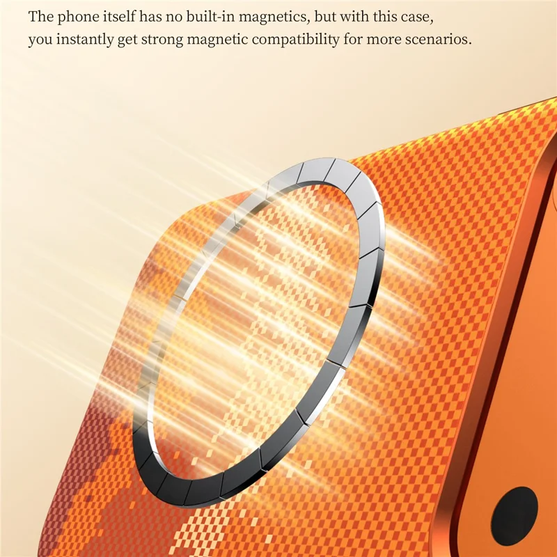 SULADA for iPhone 17 Pro Max Magnetic Case Golden Mountain Pattern Skin-Feel Hard PC Slim Phone Cover - Orange