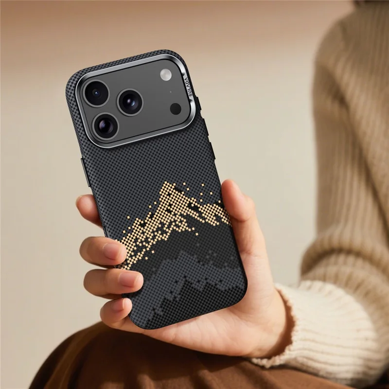 SULADA for iPhone 17 Pro Max Magnetic Case Golden Mountain Pattern Skin-Feel Hard PC Slim Phone Cover - Orange
