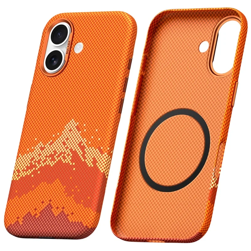 SULADA for iPhone 17 Magnetic Case Golden Mountain Pattern Skin-Feel Hard PC Slim Phone Cover - Orange