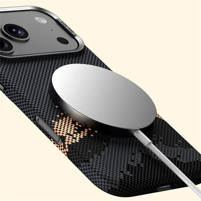 SULADA for iPhone 17 Pro Magnetic Case Golden Mountain Pattern Skin-Feel Hard PC Slim Phone Cover - Orange