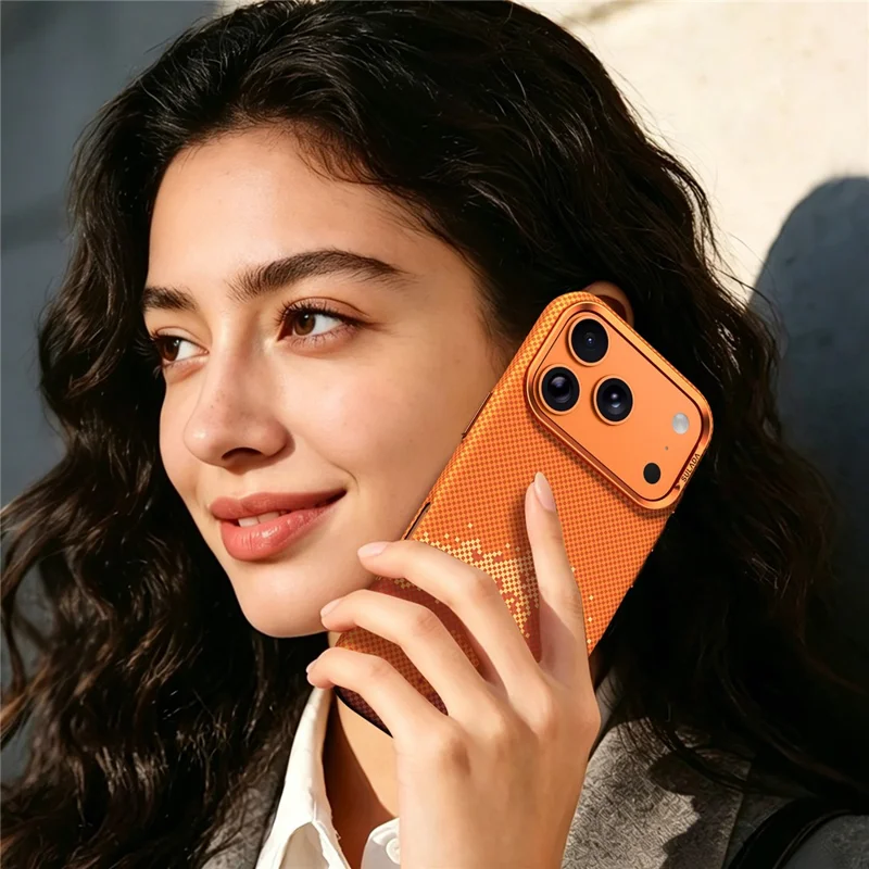 SULADA for iPhone 17 Pro Magnetic Case Golden Mountain Pattern Skin-Feel Hard PC Slim Phone Cover - Orange
