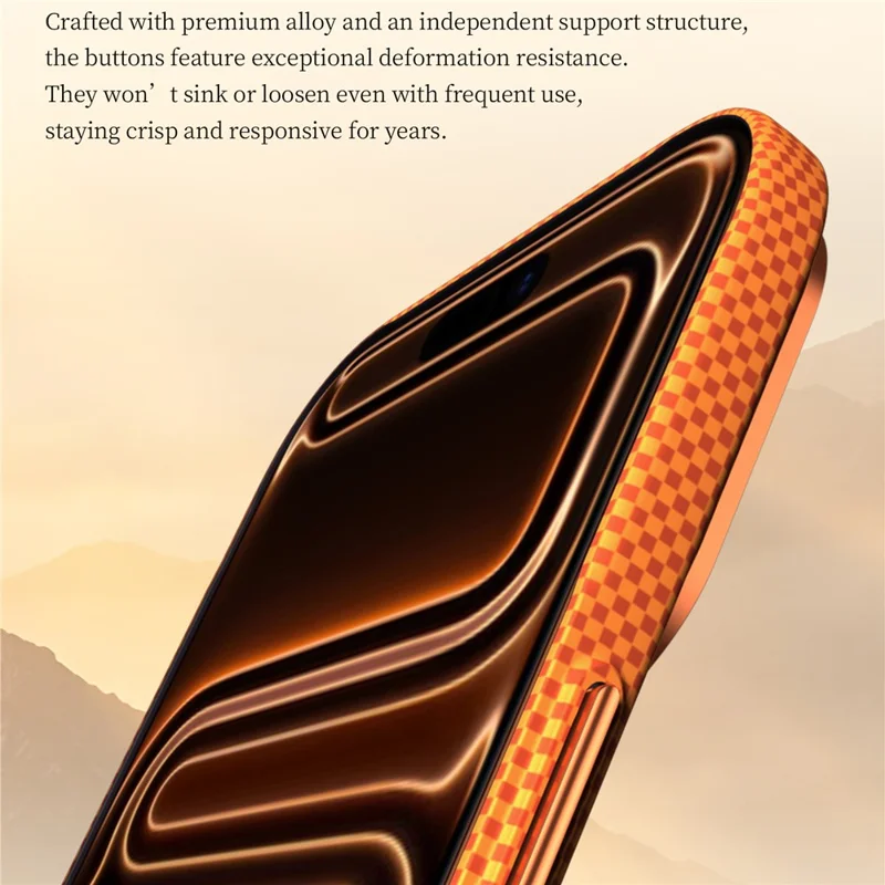 SULADA for iPhone 17 Pro Magnetic Case Golden Mountain Pattern Skin-Feel Hard PC Slim Phone Cover - Orange