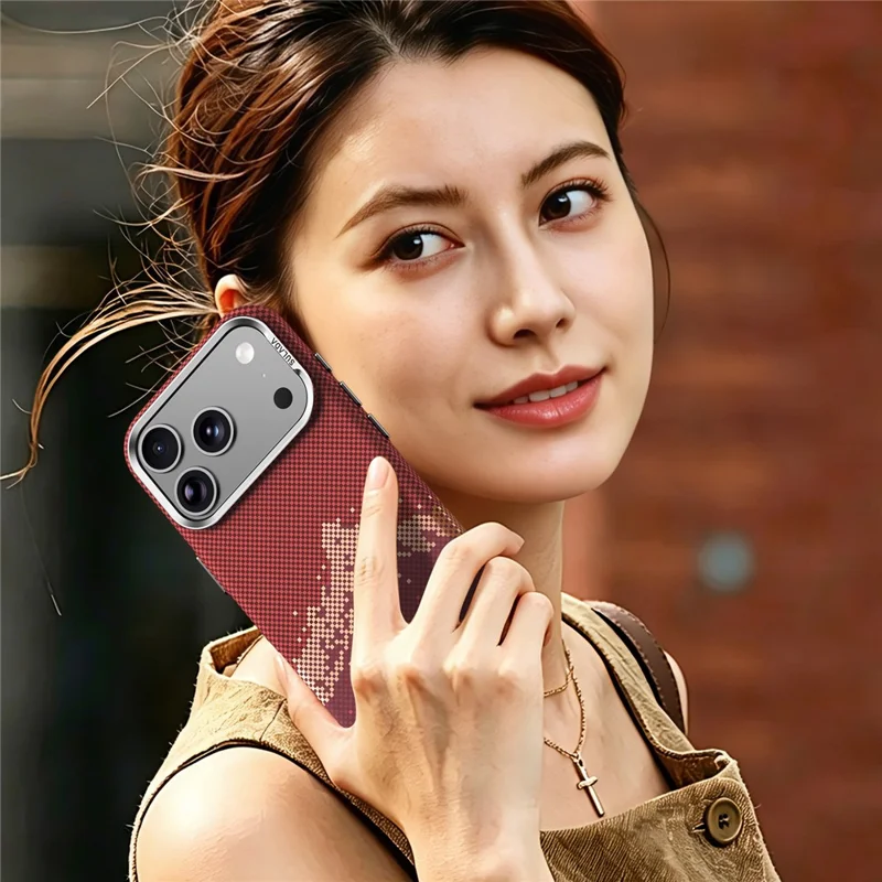 SULADA for iPhone 17 Pro Magnetic Case Golden Mountain Pattern Skin-Feel Hard PC Slim Phone Cover - Orange