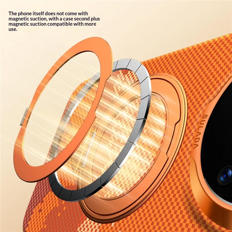 SULADA til Huawei Mate 80 / Mate 80 Pro Magnetisk Cover med 360° Roterende Ringstativ Guld-bjergmønster PC Tyndt Telefonhylster - Orange