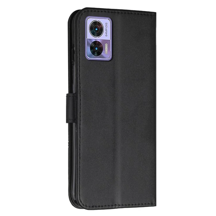 Pour Motorola Edge 30 Neo 5G Stitching Lines Magnetic Clasp PU Leather Case Stand Wallet Anti-drop Phone Cover with Strap - Noir