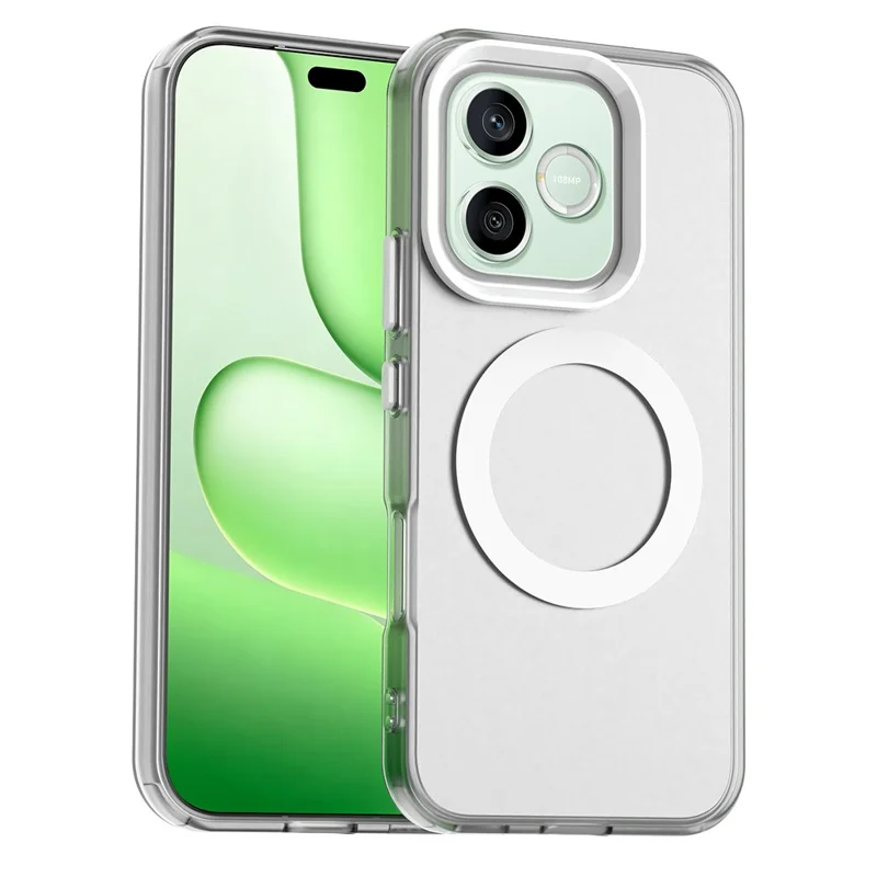 For Honor 600 Lite 5G Magnetisk Hylster Mod Støt Hybride Telefon Bagdæksel - Hvid