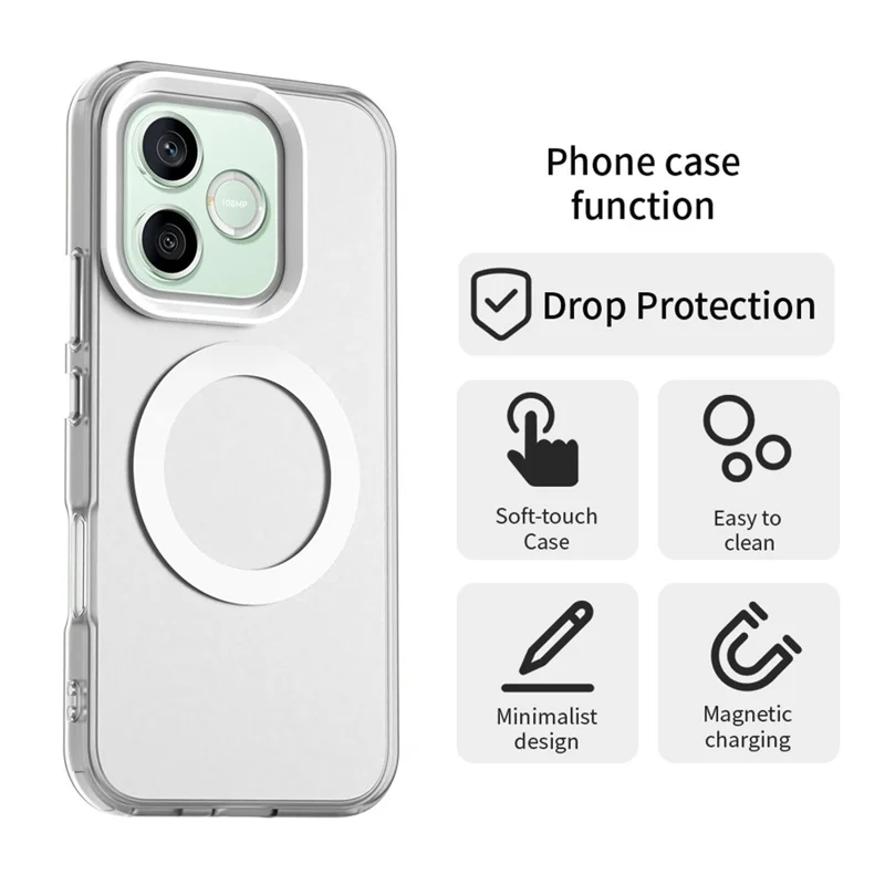 For Honor 600 Lite 5G Magnetisk Hylster Mod Støt Hybride Telefon Bagdæksel - Hvid