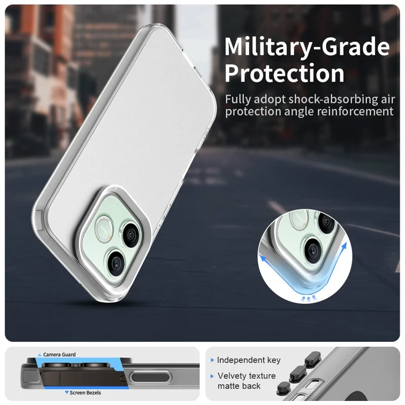 For Honor 600 Lite 5G Case PC + TPU + PET Matte Anti-Drop Phone Back Cover - White