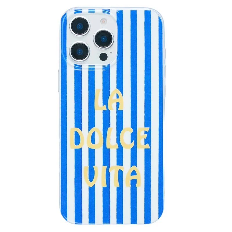For iPhone 17 Case Heat Transfer Striped Pattern Soft TPU Anti-Scratch Phone Cover - Blue