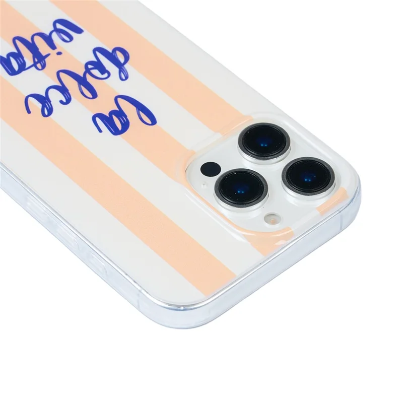For iPhone 16 Case Heat Transfer Striped Pattern Soft TPU Anti-Scratch Phone Cover - Orange