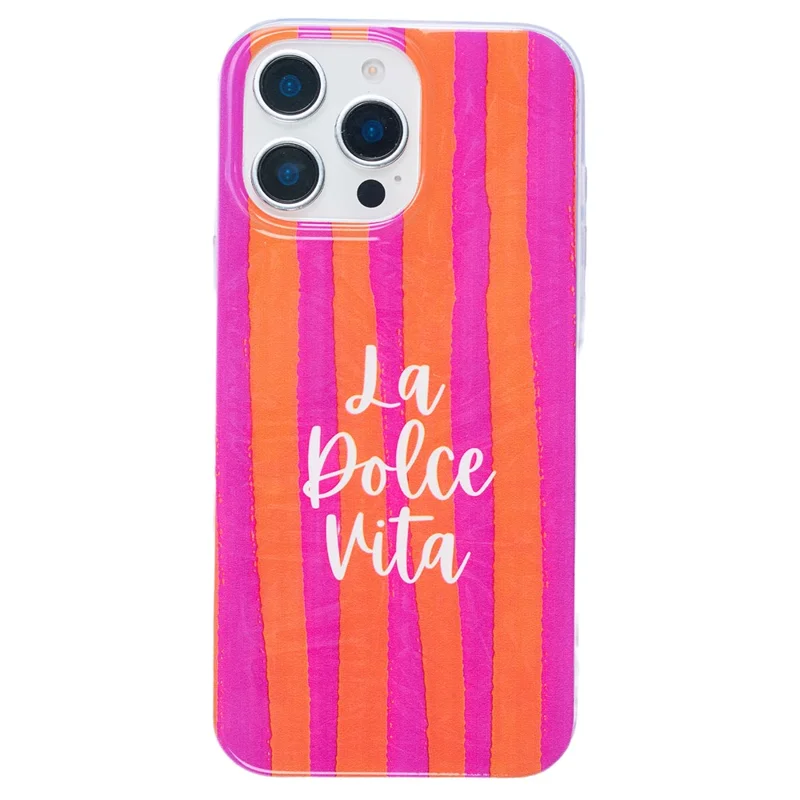 For iPhone 12 Pro Max Hoes Heat Transfer Gestreept Patroon Zachte TPU Krasbestendige Telefoonhoes - Roze