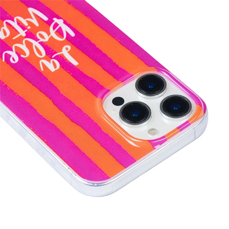 For iPhone 11 Case Heat Transfer Striped Pattern Soft TPU Anti-Scratch Phone Cover - Rose