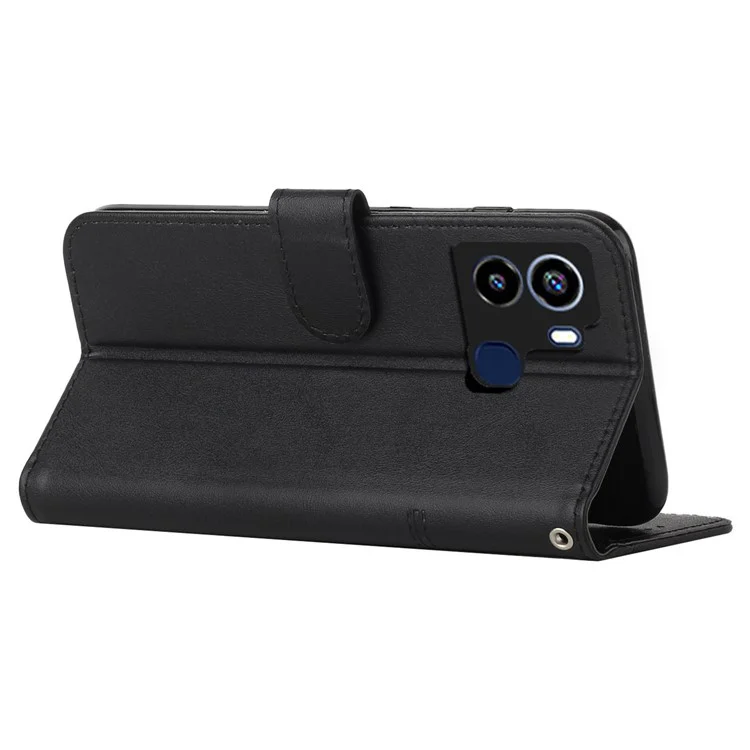Linee di Cucitura Custodia Per Telefono Per Tecno Pop 6 4G, PU Pharst Pharffic Cover Per Caspertura PU Cittura - Nero