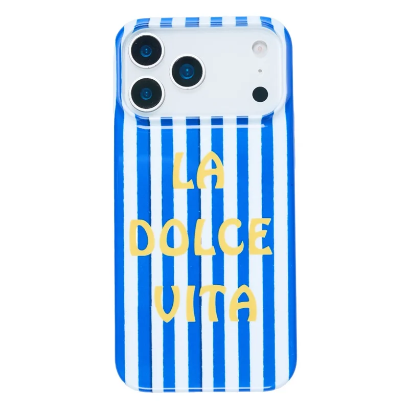 For iPhone 17 Pro Case IMD Striped Pattern Hard PC Protective Phone Cover - Blue