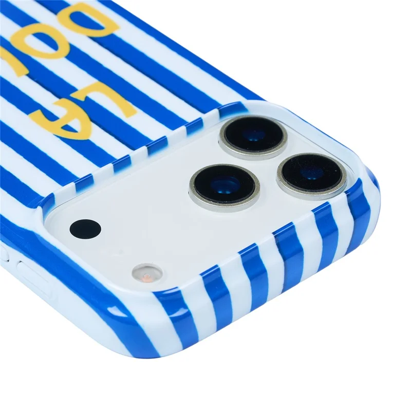 For iPhone 17 Pro Case IMD Striped Pattern Hard PC Protective Phone Cover - Blue
