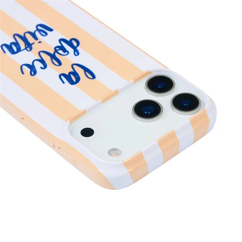 For iPhone 16 Pro Case IMD Striped Pattern Hard PC Protective Phone Cover - Orange