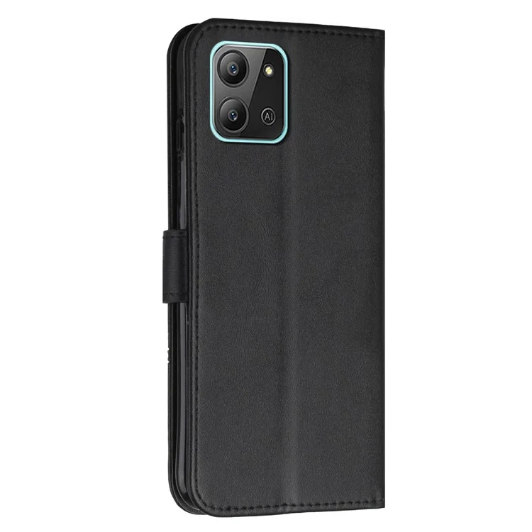 Para Infinix Hot 11 2022 4G Soporte Plegable Teléfono de la Cubierta de la Cubierta PU Leather + TPU Billet de Billetera Con Correa - Negro
