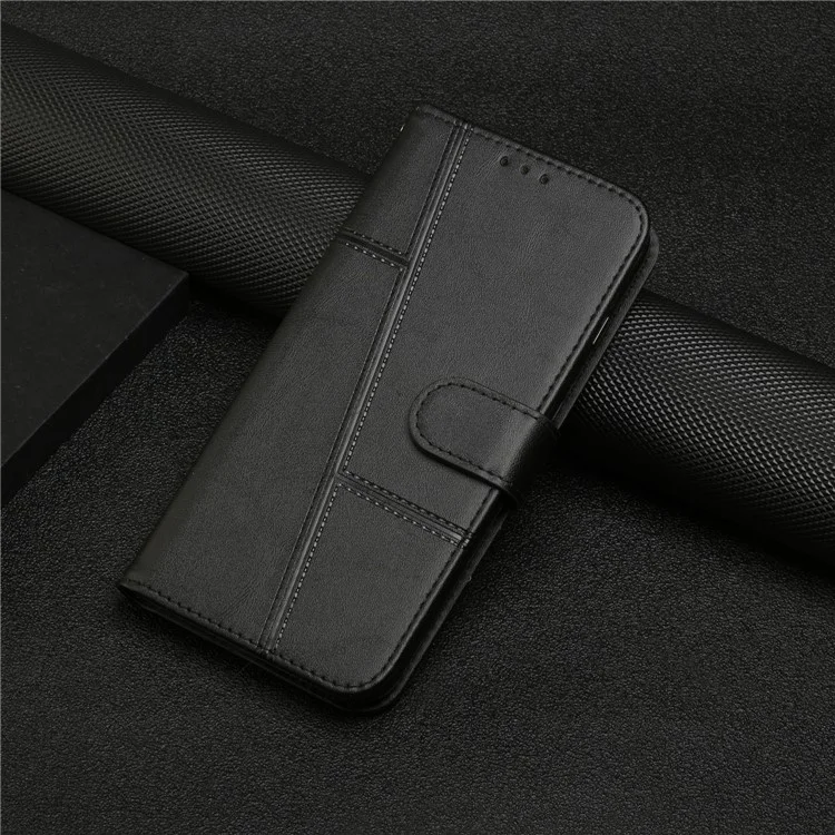 Para Infinix Hot 11 2022 4G Soporte Plegable Teléfono de la Cubierta de la Cubierta PU Leather + TPU Billet de Billetera Con Correa - Negro
