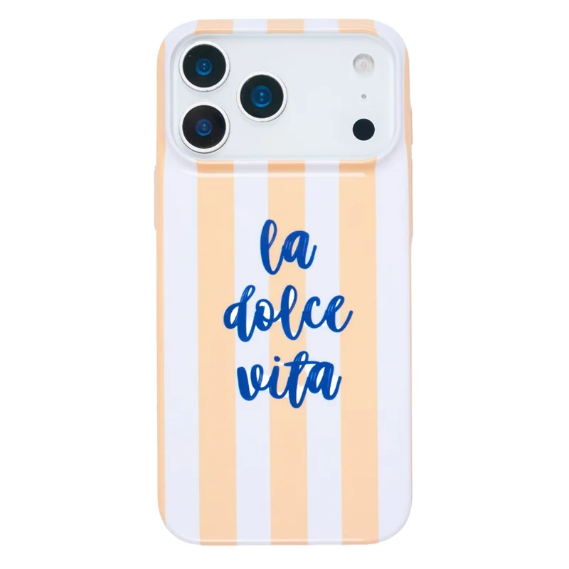 For iPhone 15 Pro Max Case IMD Striped Pattern Hard PC Protective Phone Cover - Orange