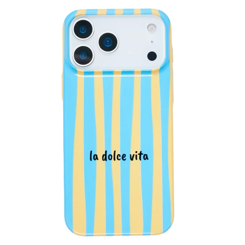For iPhone 12 Pro Max Case IMD Striped Pattern Hard PC Protective Phone Cover - Baby Blue