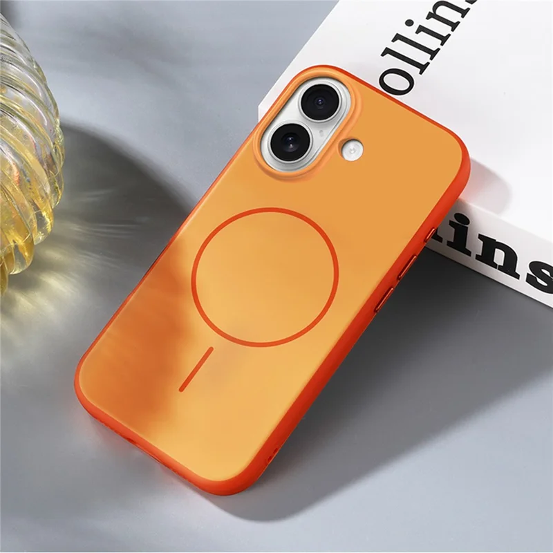 For iPhone 17 Magnetic Case Skin Feel PC TPU 2 in 1 Shockproof Phone Cover - Orange