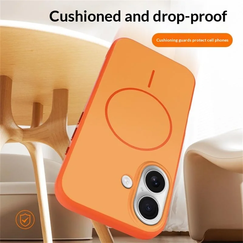 For iPhone 17 Magnetic Case Skin Feel PC TPU 2 in 1 Shockproof Phone Cover - Orange