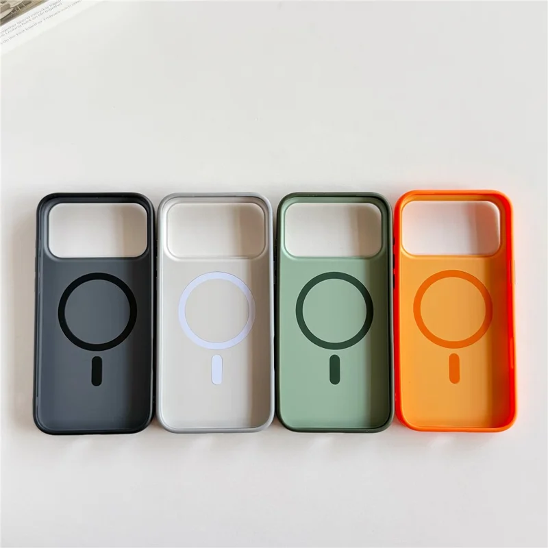 För iPhone 17 Pro Magnetisk Skal Skinnkänsla PC TPU 2 i 1 Chockabsorberande Telefonhölje - Orange