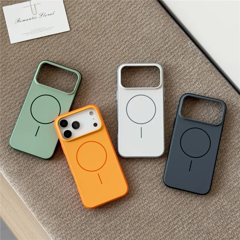 För iPhone 17 Pro Magnetisk Skal Skinnkänsla PC TPU 2 i 1 Chockabsorberande Telefonhölje - Orange