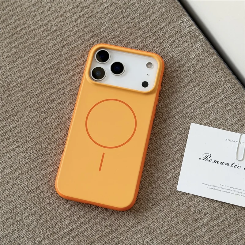 För iPhone 17 Pro Magnetisk Skal Skinnkänsla PC TPU 2 i 1 Chockabsorberande Telefonhölje - Orange