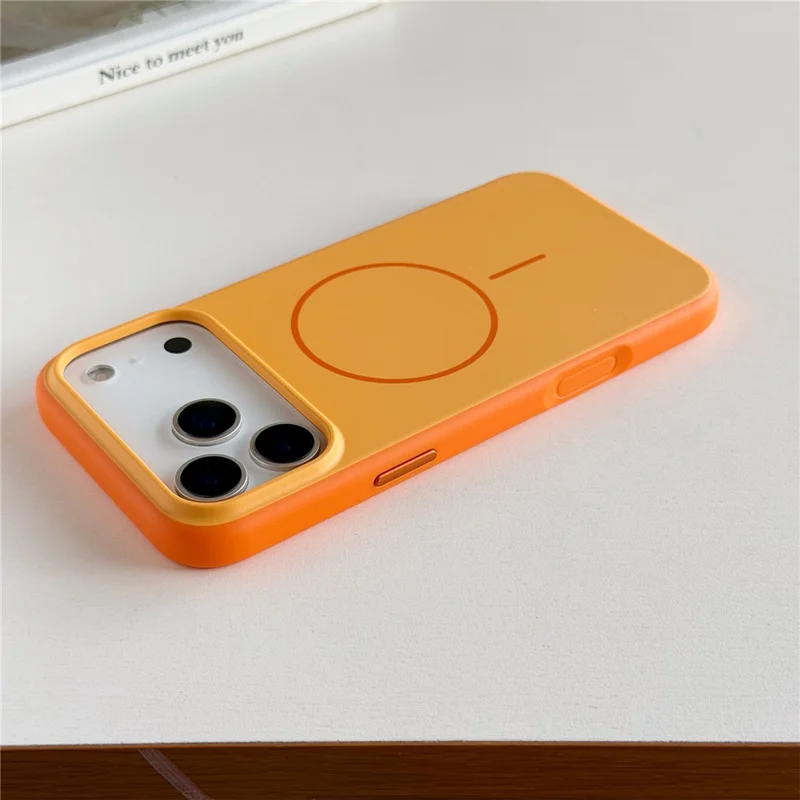 För iPhone 17 Pro Magnetisk Skal Skinnkänsla PC TPU 2 i 1 Chockabsorberande Telefonhölje - Orange