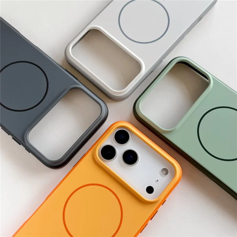 För iPhone 17 Pro Max Magnetisk Skal med Hudvänlig Yta PC TPU 2 i 1 Skålläggande Telefonskal - Orange