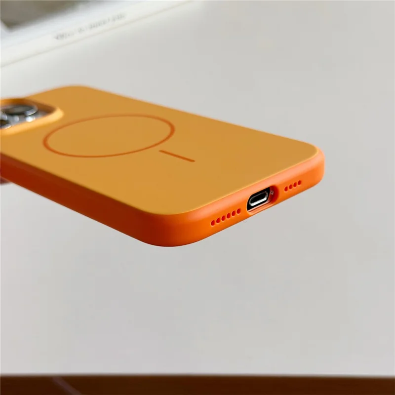 Voor iPhone 16 Pro Magnetische Hoesje met Huidgevoel PC TPU 2 in 1 Schokbestendige Telefoonhoes - Oranje