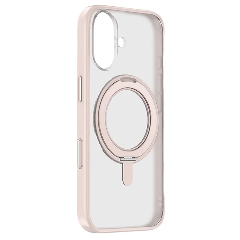 ZGA for iPhone 17 Magnetic Case Rotating Kickstand PC + TPU Matte Phone Protective Cover - Pink