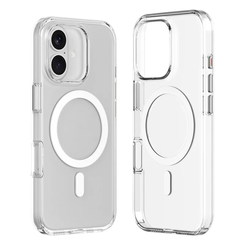 ZGA for iPhone 16 Magnetic Case Hard PC Anti-Scratch Clear Back Phone Cover - Transparent