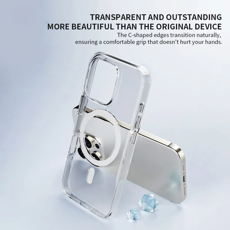 ZGA for iPhone 16 Magnetic Case Hard PC Anti-Scratch Clear Back Phone Cover - Transparent