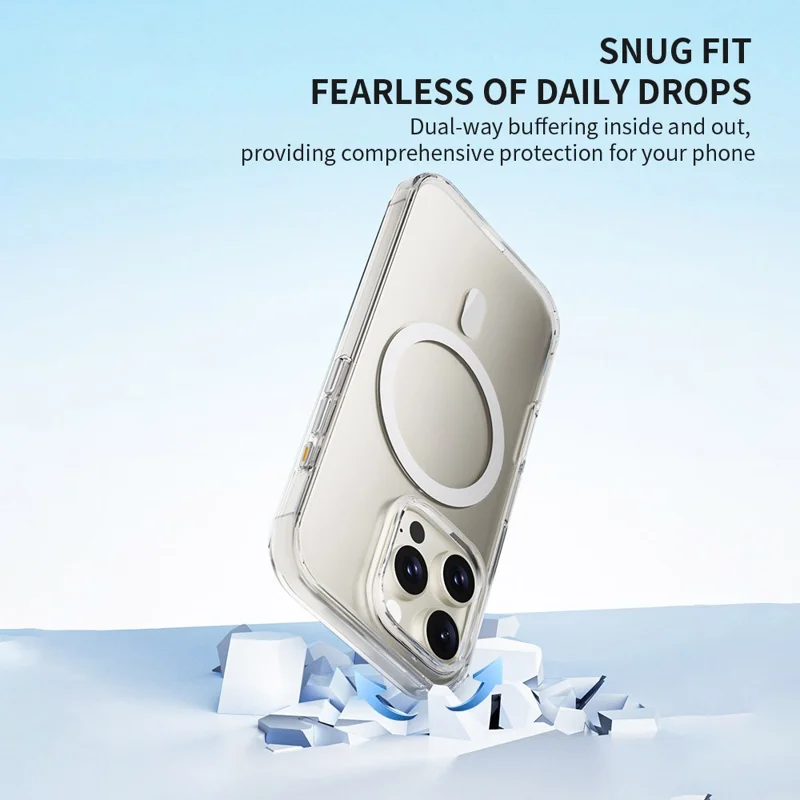 ZGA for iPhone 16 Magnetic Case Hard PC Anti-Scratch Clear Back Phone Cover - Transparent