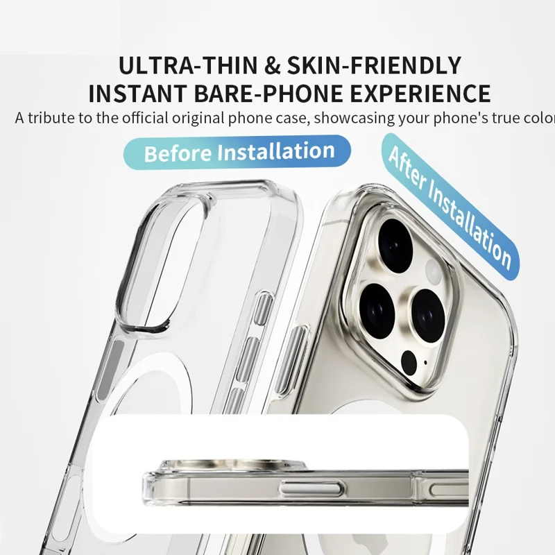 ZGA for iPhone 16 Magnetic Case Hard PC Anti-Scratch Clear Back Phone Cover - Transparent
