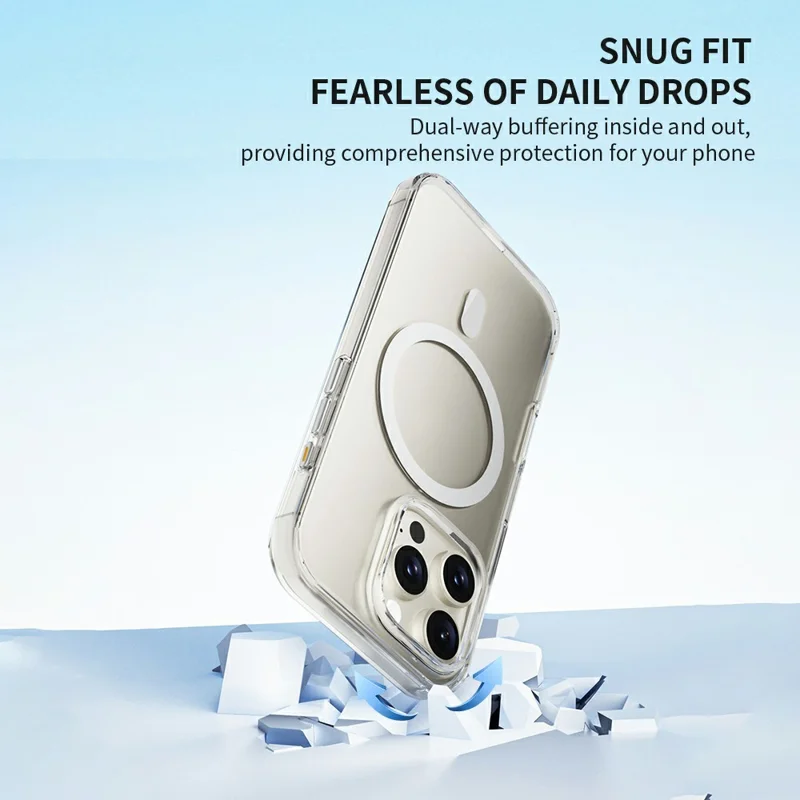 ZGA for iPhone 16 Pro Magnetic Case Hard PC Anti-Scratch Clear Back Phone Cover - Transparent