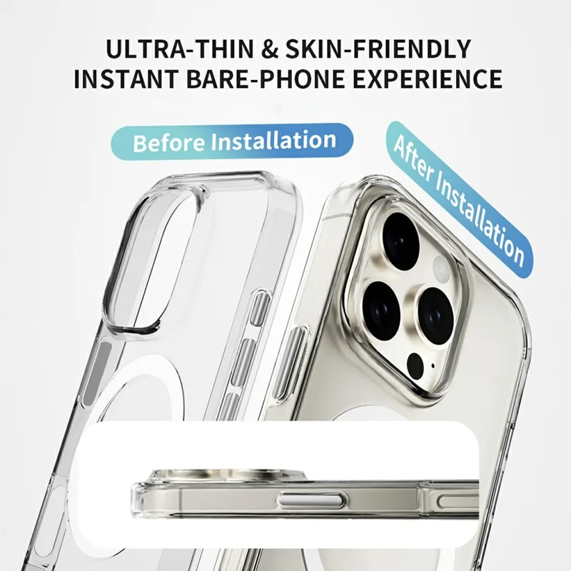 ZGA for iPhone 16 Pro Magnetic Case Hard PC Anti-Scratch Clear Back Phone Cover - Transparent