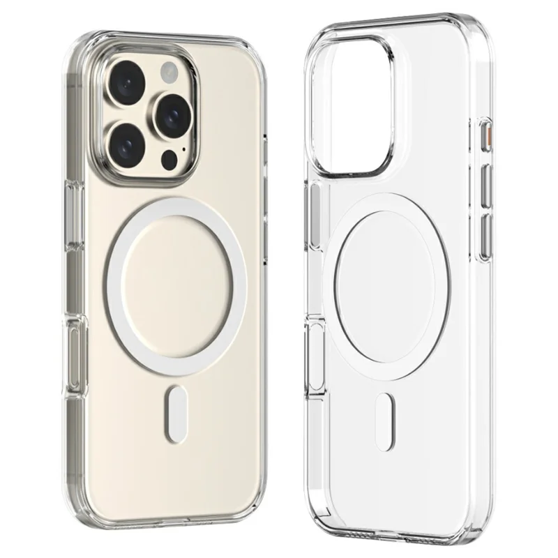 ZGA for iPhone 16 Pro Max Magnetic Case Hard PC Anti-Scratch Clear Back Phone Cover - Transparent