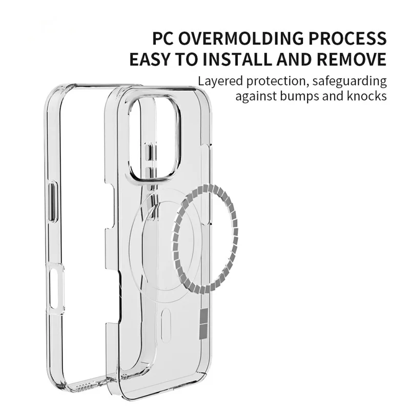 ZGA for iPhone 16 Pro Max Magnetic Case Hard PC Anti-Scratch Clear Back Phone Cover - Transparent