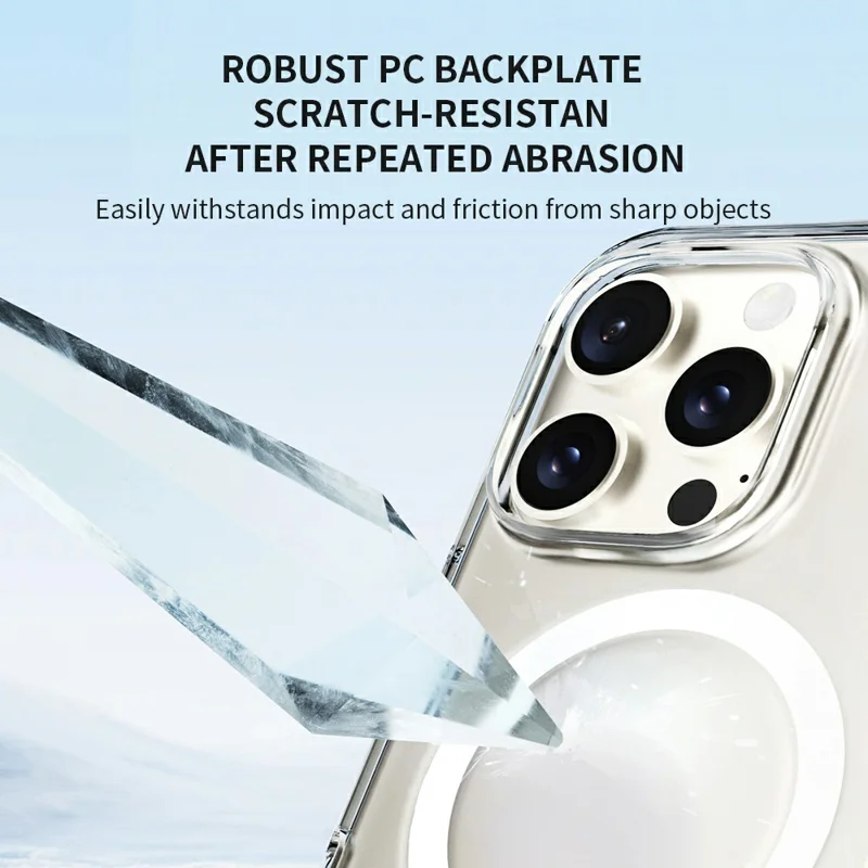 ZGA for iPhone 16 Pro Max Magnetic Case Hard PC Anti-Scratch Clear Back Phone Cover - Transparent