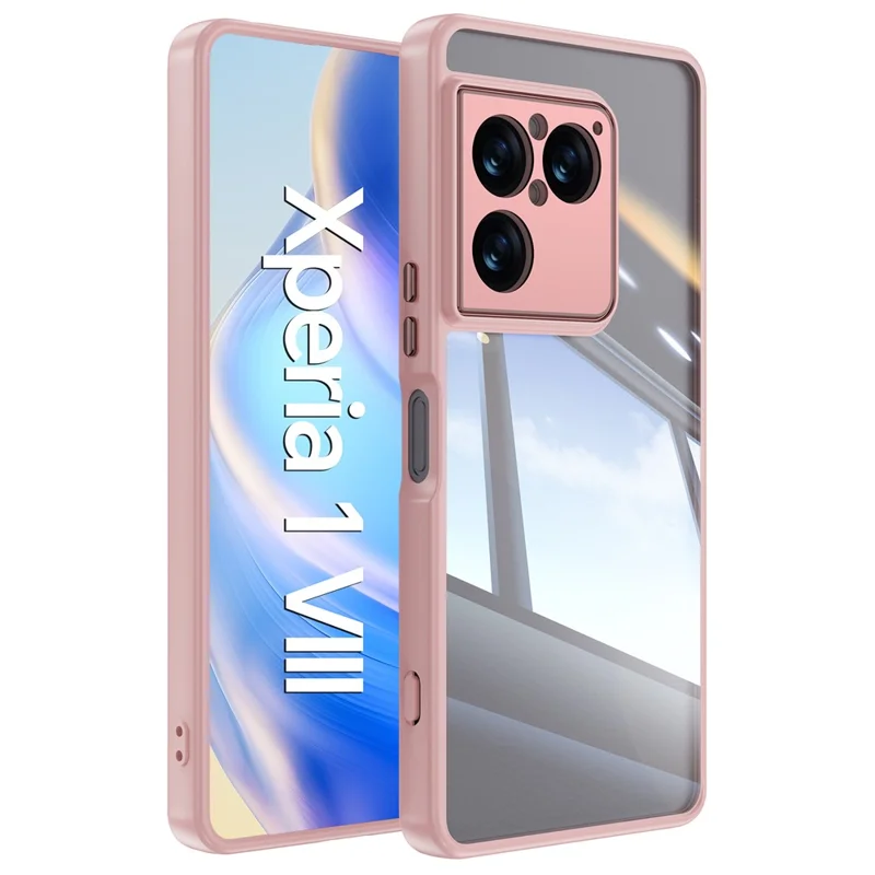For Sony Xperia 1 VIII Case Acrylic TPU Metal Armor Shockproof Protective Cover - Pink