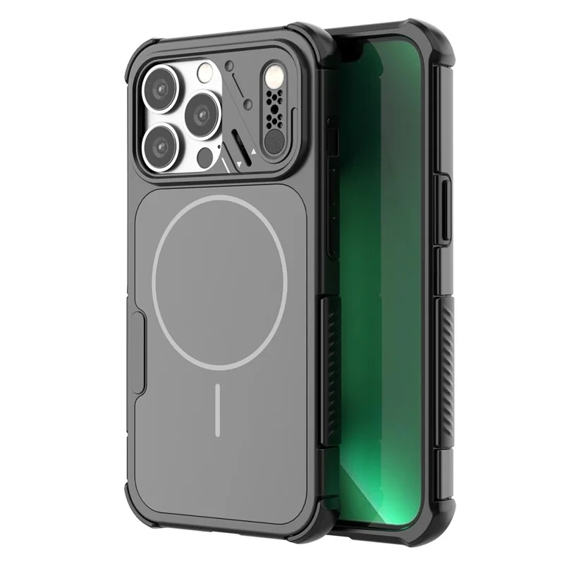 Für iPhone 13 Pro Hülle stoßfest Airbag PC+TPU Handyhülle kompatibel mit MagSafe – Schwarz